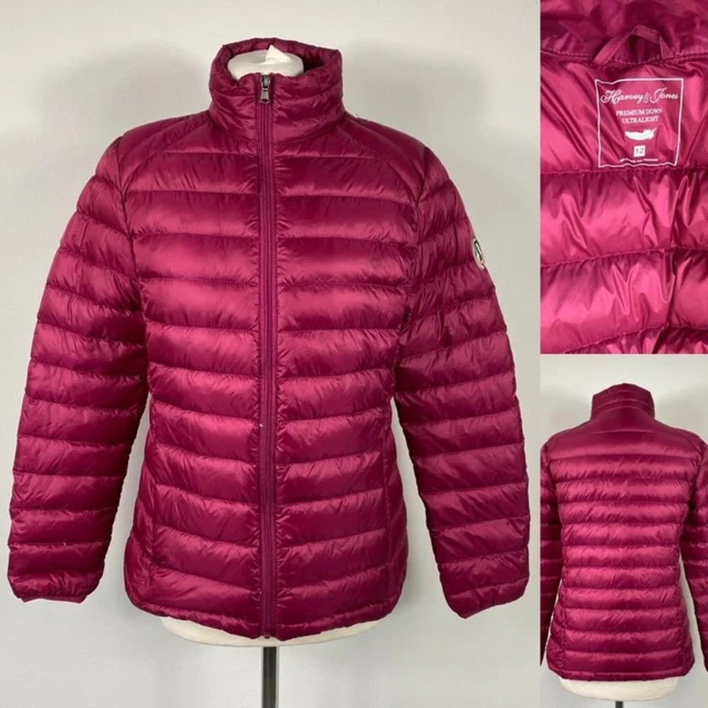 Harvey & Jones Raspberry Ultralight Premium Down Jacket